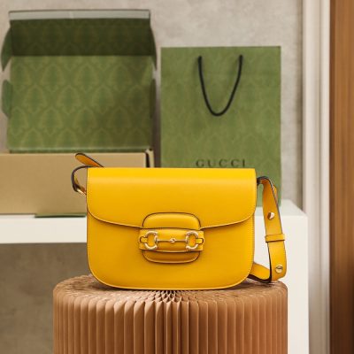 Replica Gucci Horsebit 1955 Shoulder Bag 602204 Yellow Leather