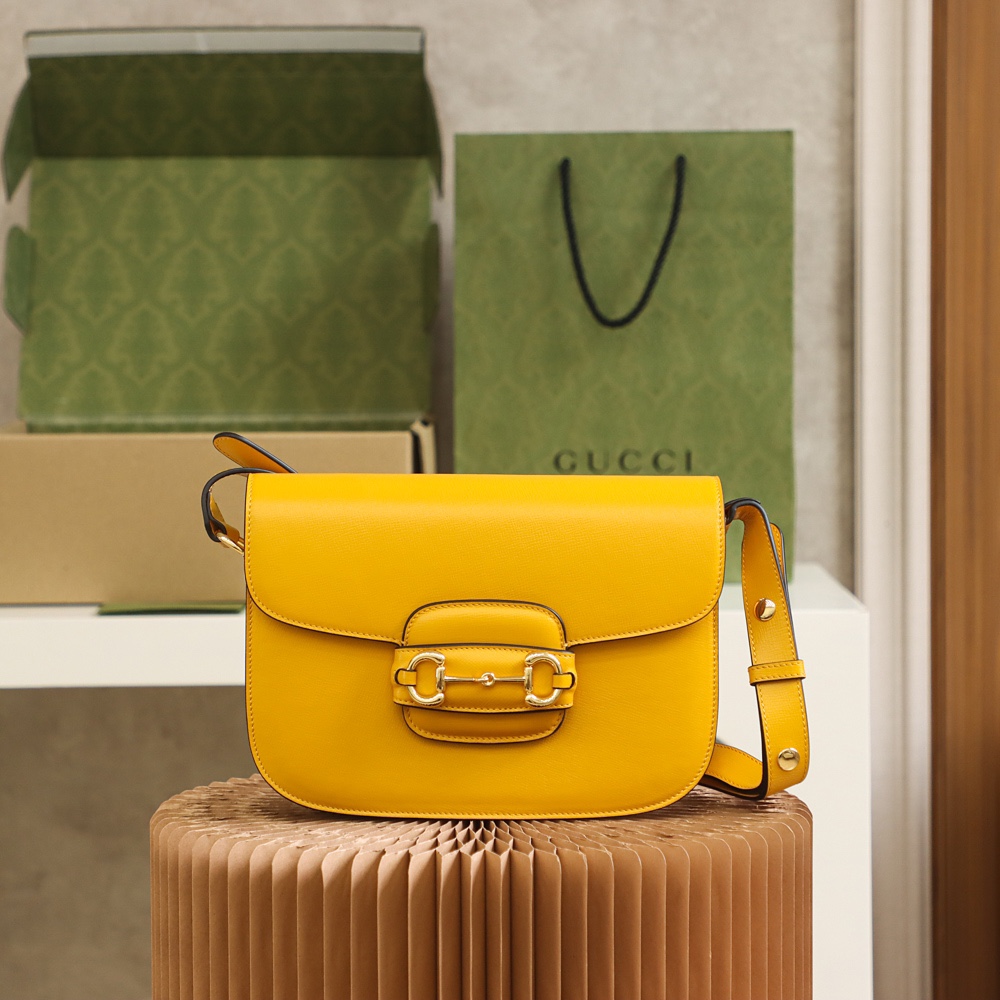 Replica Gucci Horsebit 1955 Shoulder Bag 602204 Yellow Leather