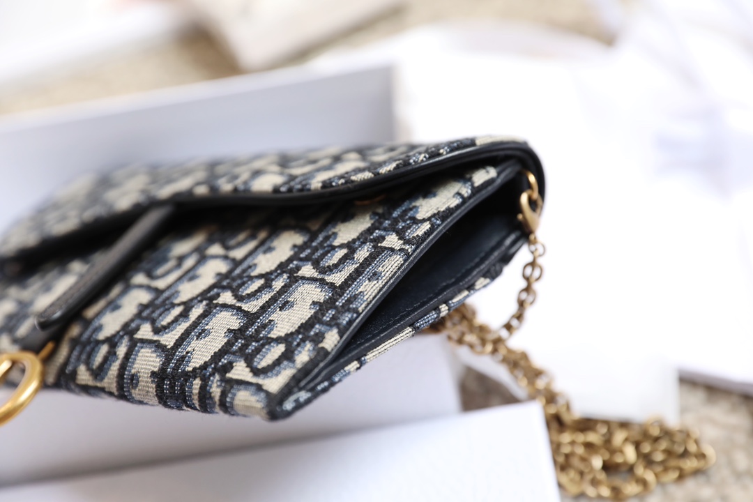 Replica Dior Long Saddle Wallet With Chain Blue Dior Oblique Jacquard S5614Ctzq_M928 - Image 2