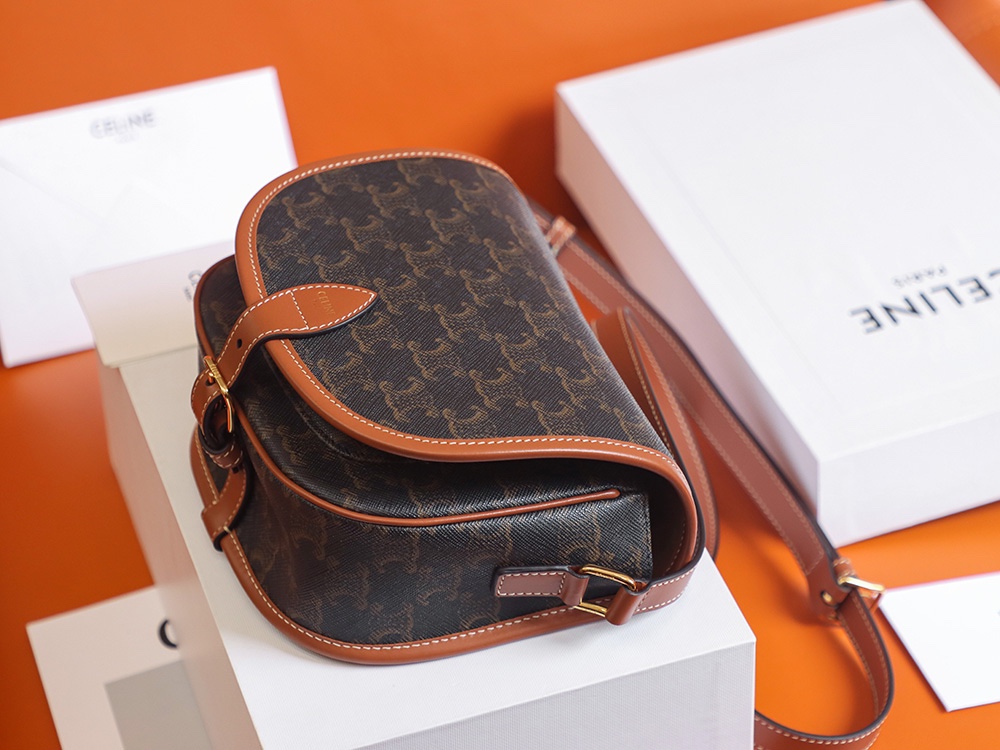 Replica Celine Medium Folco Bag In Triomphe Canvas And Calfskin - Image 2