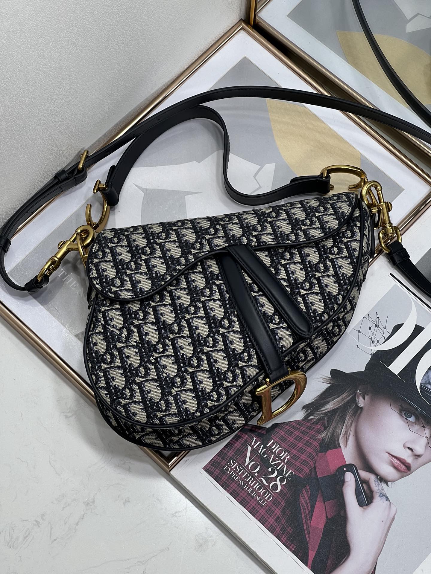 Replica Dior Saddle Bag Blue Dior Oblique Embroidery M0446Criw M928 - Image 5