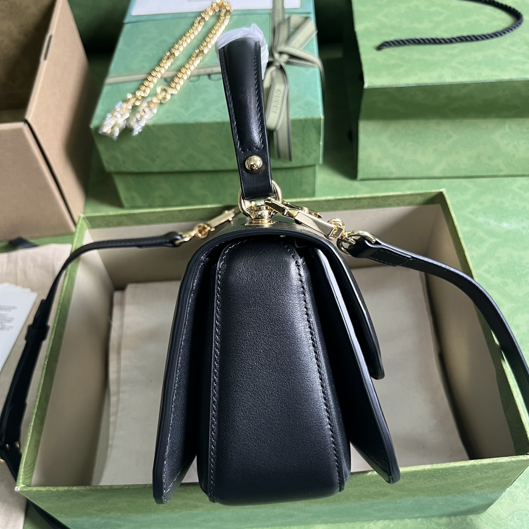 Replica Gucci Blondie Top-Handle Bag Black 735101 - Image 9