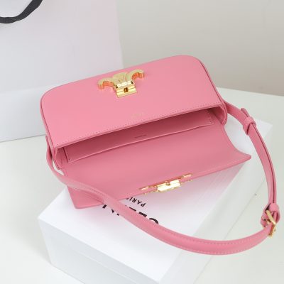 Alternative view of Replica Celine Shoulder Bag Triomphe In Shiny Calfskin Pink