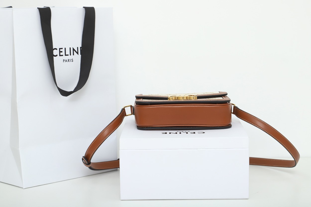 Replica Celine Teen Triomphe Bag In Triomphe Canvas And Calfskin White - Image 4