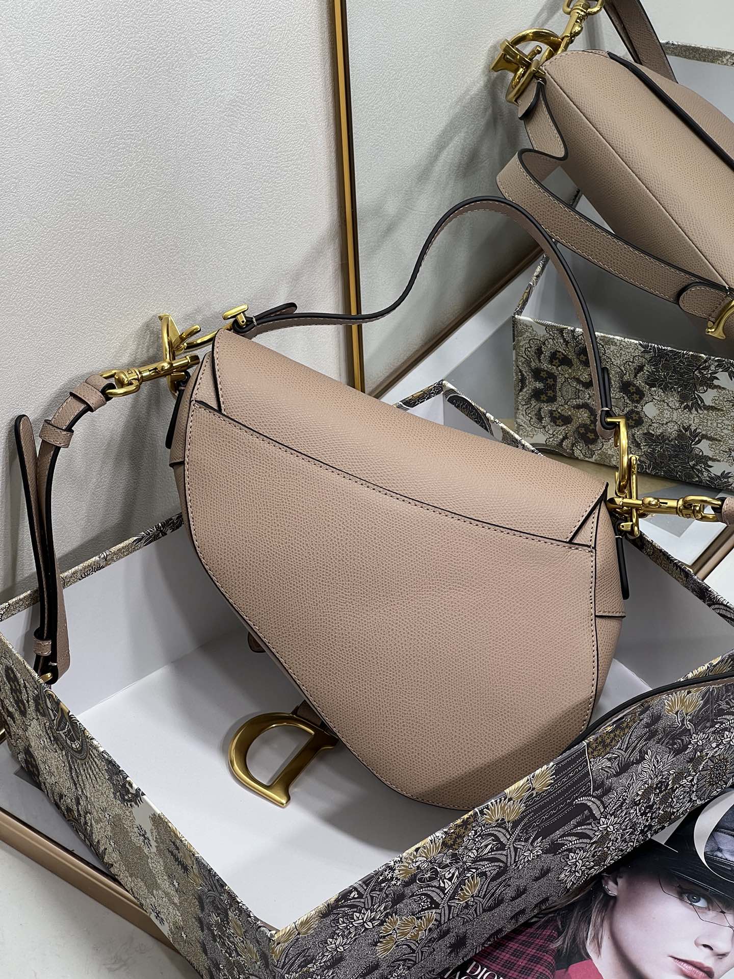 Replica Dior Saddle Bag Sand Pink Grained Calfskin M0455Cbaa_M84P - Image 3