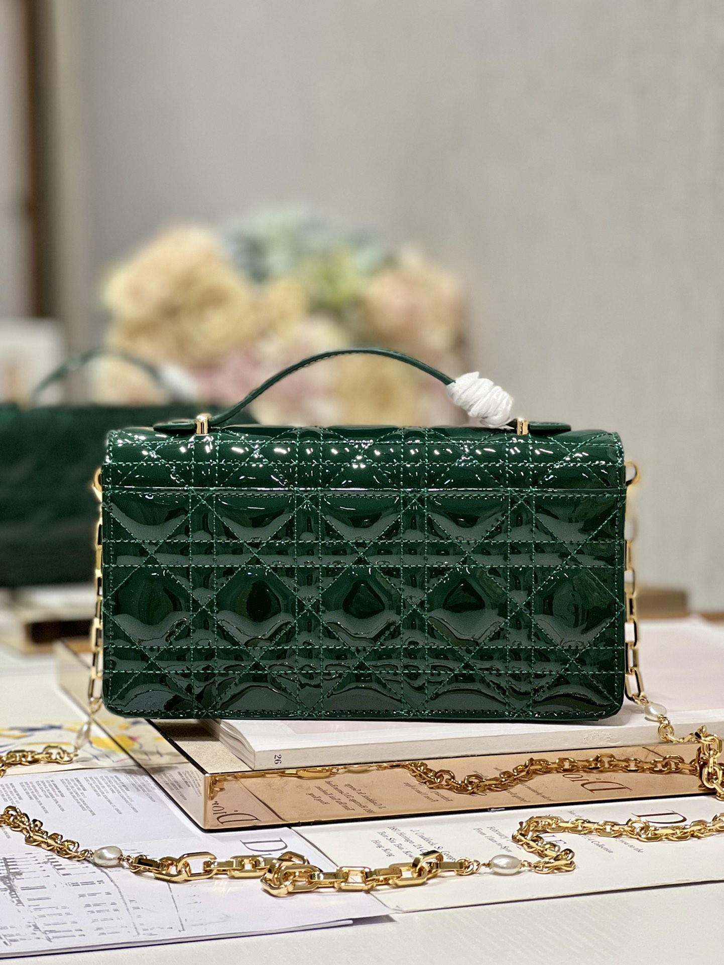 Replica Dior Miss Mini Bag Rose Pine Green Patent Cannage Calfskin - Image 7