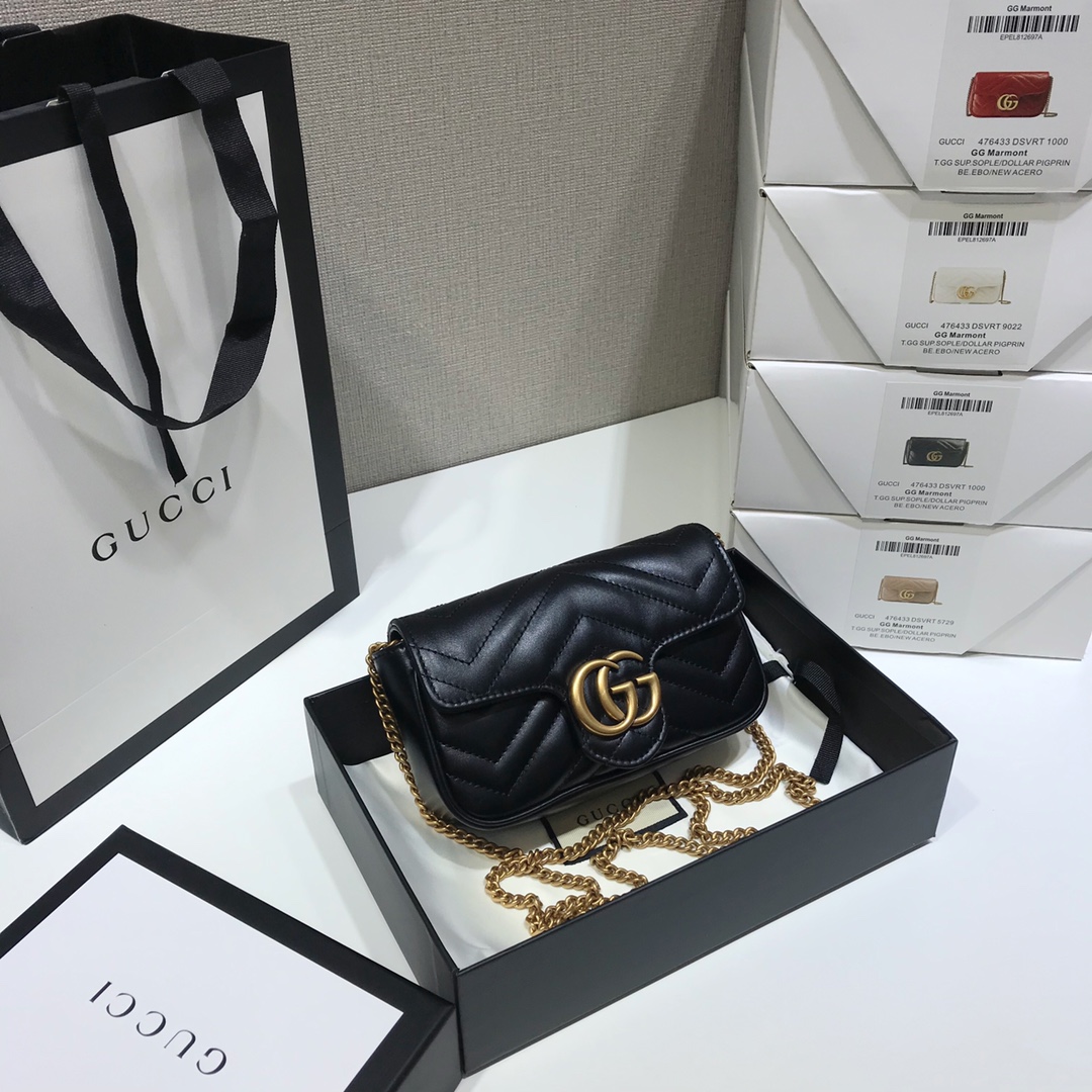 Replica Gucci Gg Marmont Matelasse Super Mini Bag Black 476433 - Image 7