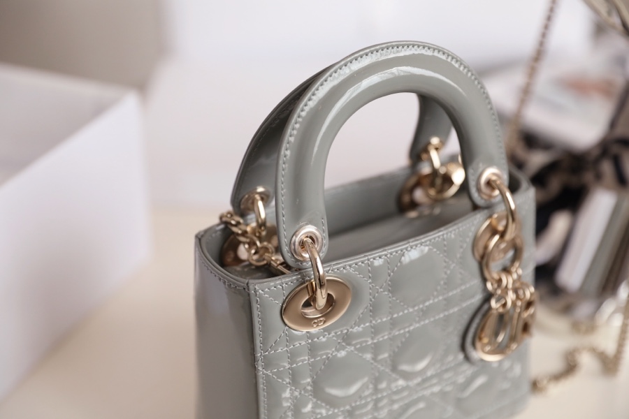 Replica Dior Mini Lady Dior Bag Cloud Blue Patent Cannage Calfskin M0505Owcb_M81B - Image 8