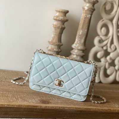 Replica Chanel Wallet On Chain Cloud Blue Ap1450