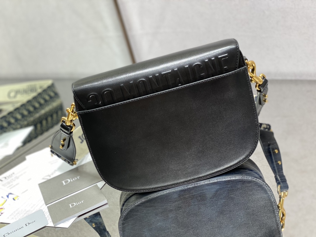 Replica Dior Large Bobby Bag Black Box Calfskin With Blue Dior Oblique Embroidered Strap M9320Ubby_M911 - Image 4