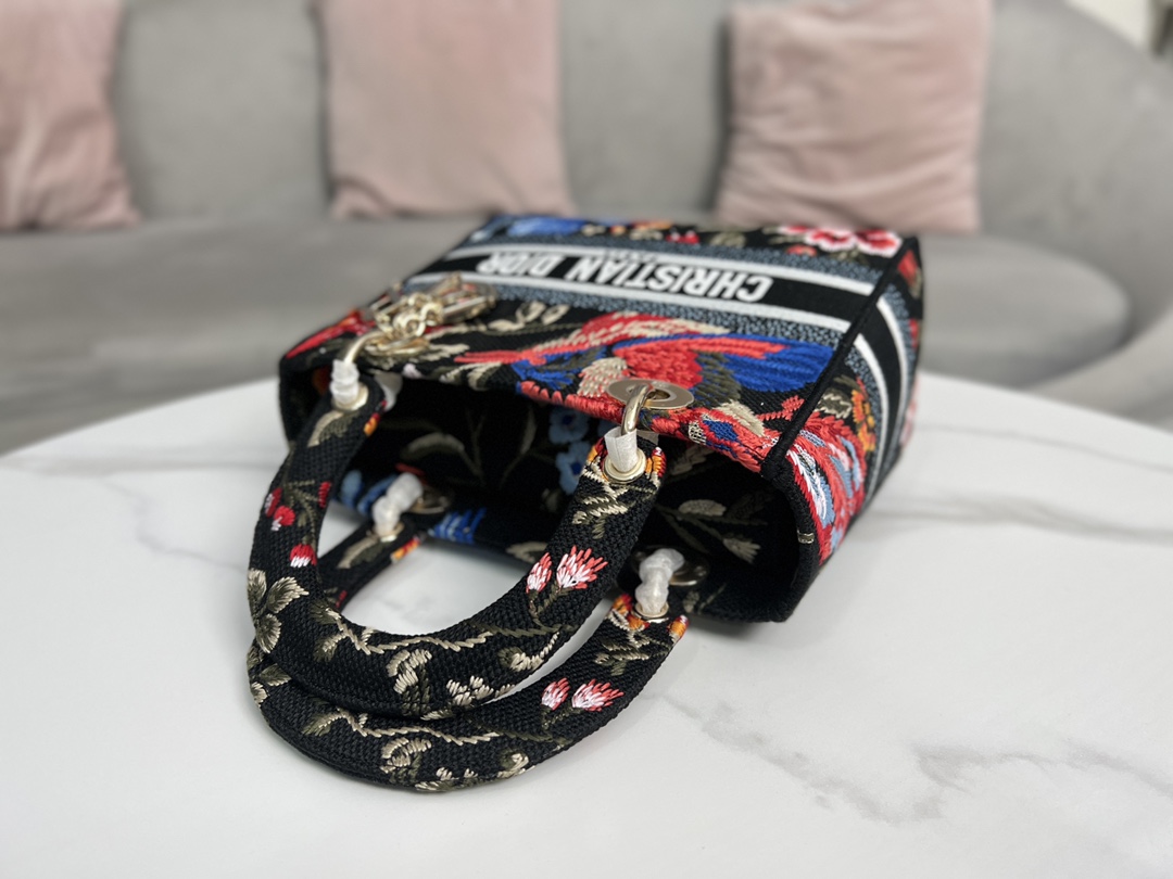 Replica Dior Small Lady D-Lite Bag Black Multicolor Dior Birds Embroidery M0565Oeao_M911 - Image 5