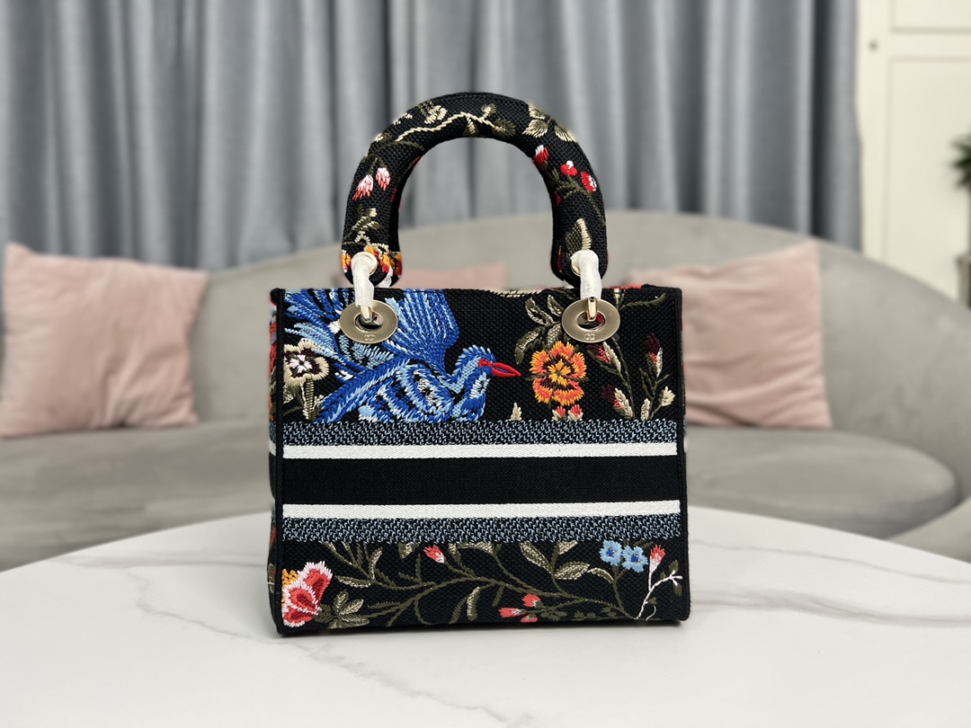 Replica Dior Small Lady D-Lite Bag Black Multicolor Dior Birds Embroidery M0565Oeao_M911 - Image 8