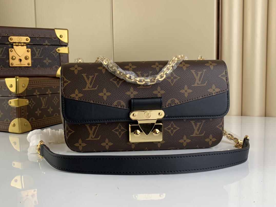 Replica Louis Vuitton Monogram Leather Marceau M46127 Black AAA