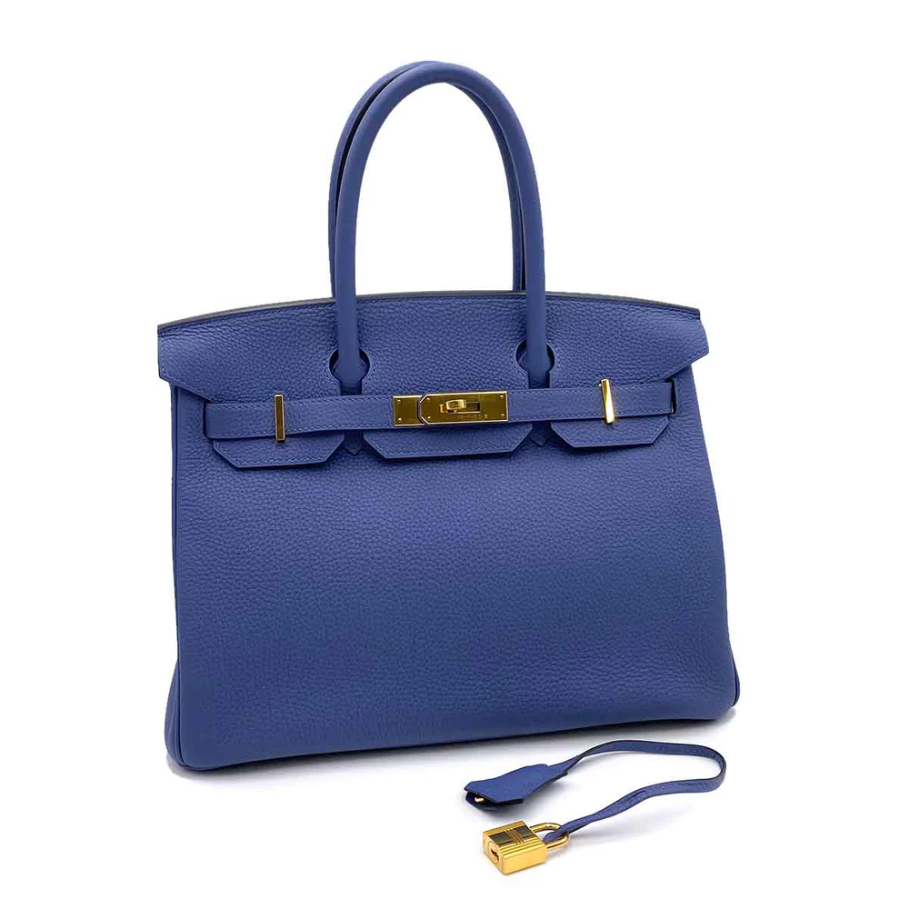Hermes Birkin 30 Togo Blue Electric D Engraved Handbag - Image 9