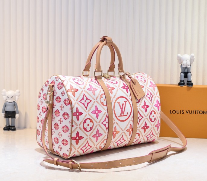 LV By The Pool Monogram Tiles Canvas Keepall 45 In Coral M11251 - Image 2
