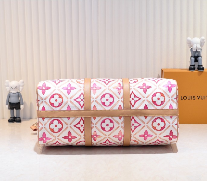 LV By The Pool Monogram Tiles Canvas Keepall 45 In Coral M11251 - Image 4