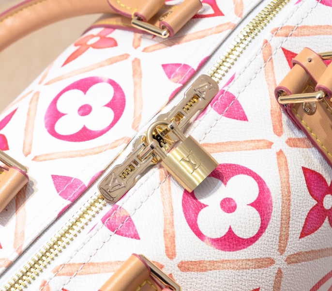 LV By The Pool Monogram Tiles Canvas Keepall 45 In Coral M11251 - Image 7