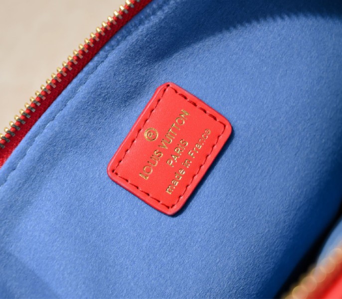 Louis Vuitton Coussin PM Bag In Neon Red With Jacquard Strap - Image 6