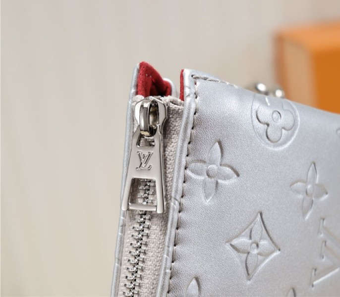 Louis Vuitton Coussin PM Bag In Silver With Jacquard Strap - Image 9