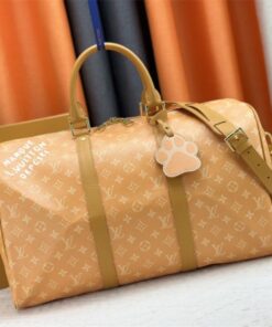 Louis Vuitton Monogram Heritage Canvas Keepall Bandouliere 45 In Yellow