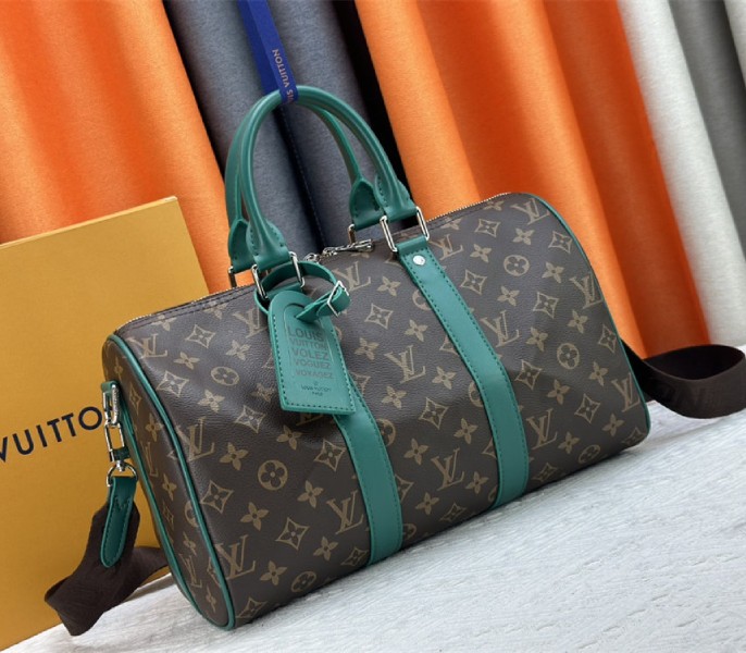 Louis Vuitton Monogram Macassar Canvas Keepall Bandouliere 35 In Borneo Green - Image 2