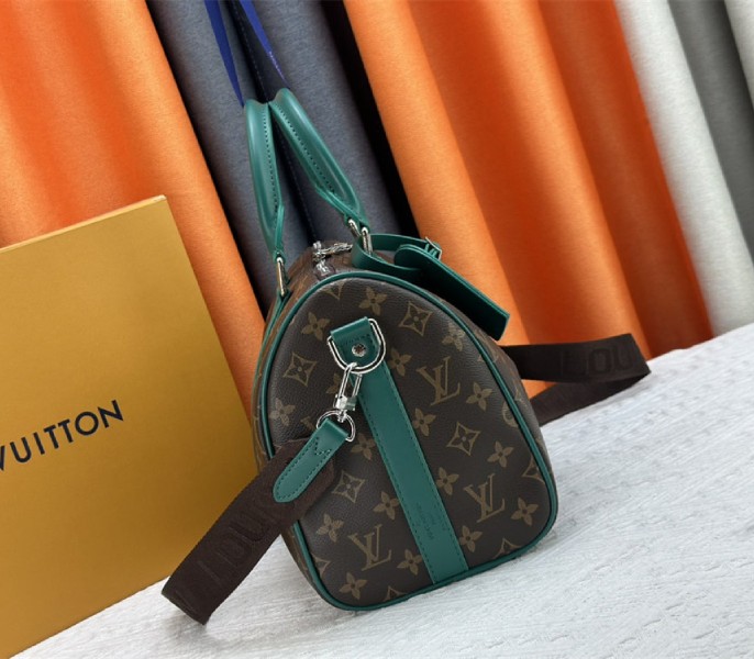Louis Vuitton Monogram Macassar Canvas Keepall Bandouliere 35 In Borneo Green - Image 4