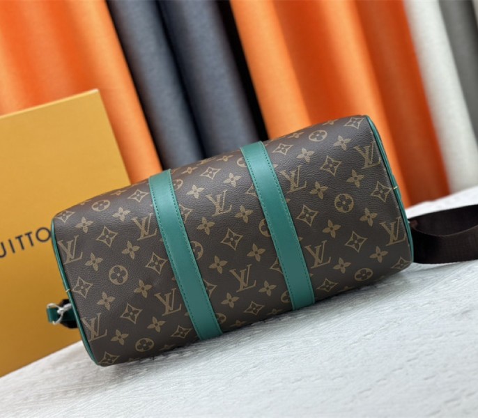 Louis Vuitton Monogram Macassar Canvas Keepall Bandouliere 35 In Borneo Green - Image 5