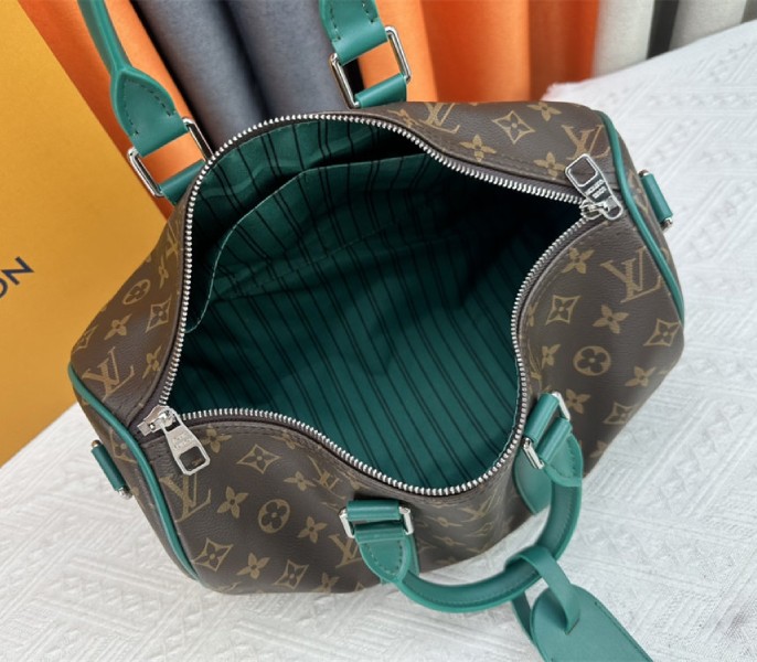 Louis Vuitton Monogram Macassar Canvas Keepall Bandouliere 35 In Borneo Green - Image 6