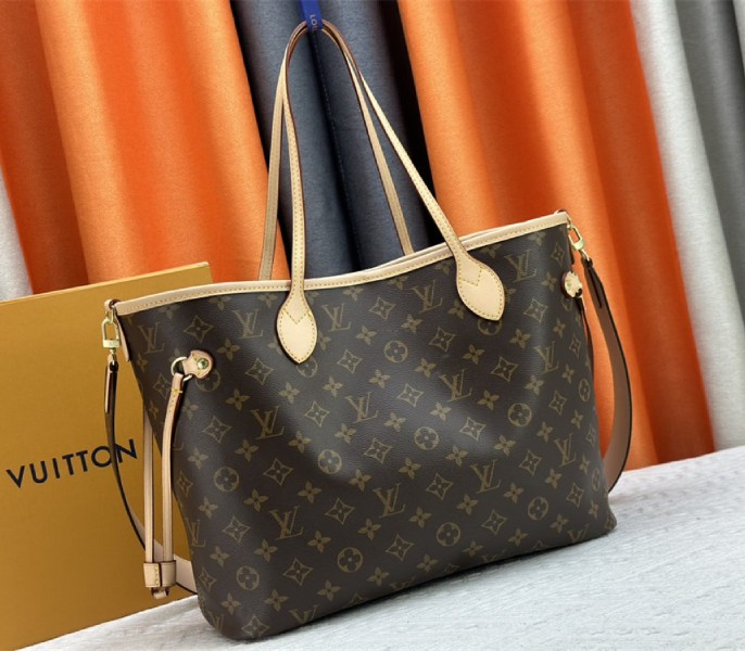 Louis Vuitton Neverfull MM Bandouliere Monogram Canvas Beige Textile Tote - Image 2