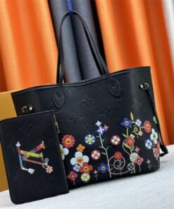 Louis Vuitton X TM Monogram Empreinte Neverfull MM In Black With Style 1