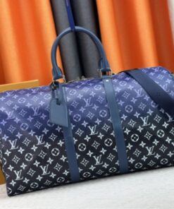 Louis Vuitton Monogram Gradient Canvas Keepall Bandouliere 50 In Navy Blue