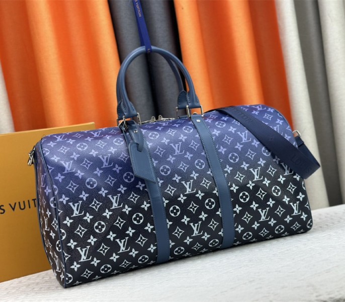 Louis Vuitton Monogram Gradient Canvas Keepall Bandouliere 50 In Navy Blue - Image 2