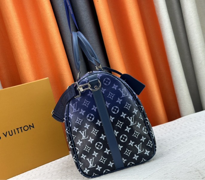 Louis Vuitton Monogram Gradient Canvas Keepall Bandouliere 50 In Navy Blue - Image 4