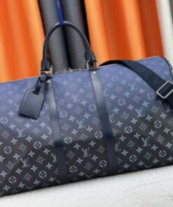 Louis Vuitton Monogram Gradient Canvas Keepall Bandouliere 55 In Navy Blue