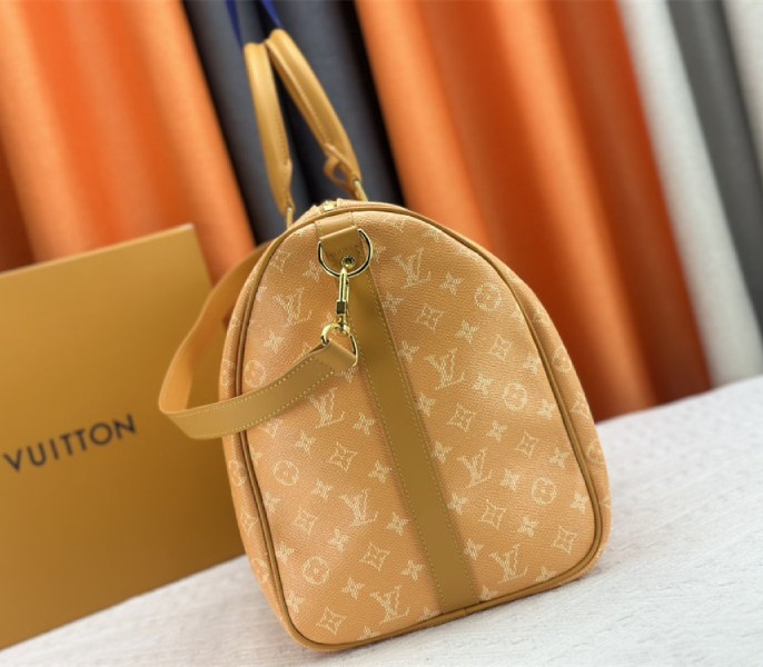 Louis Vuitton Monogram Heritage Canvas Keepall Bandouliere 50 In Yellow - Image 4