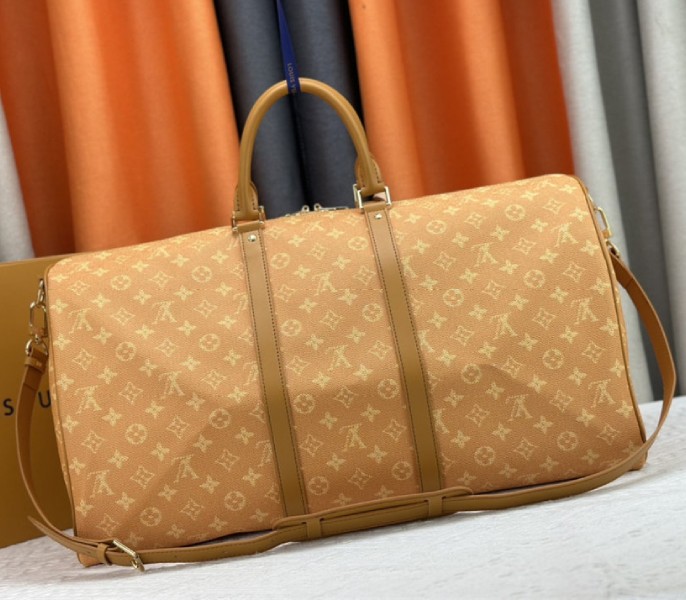 Louis Vuitton Monogram Heritage Canvas Keepall Bandouliere 55 In Yellow - Image 4
