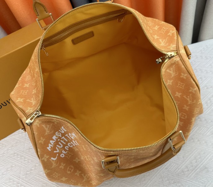 Louis Vuitton Monogram Heritage Canvas Keepall Bandouliere 55 In Yellow - Image 6