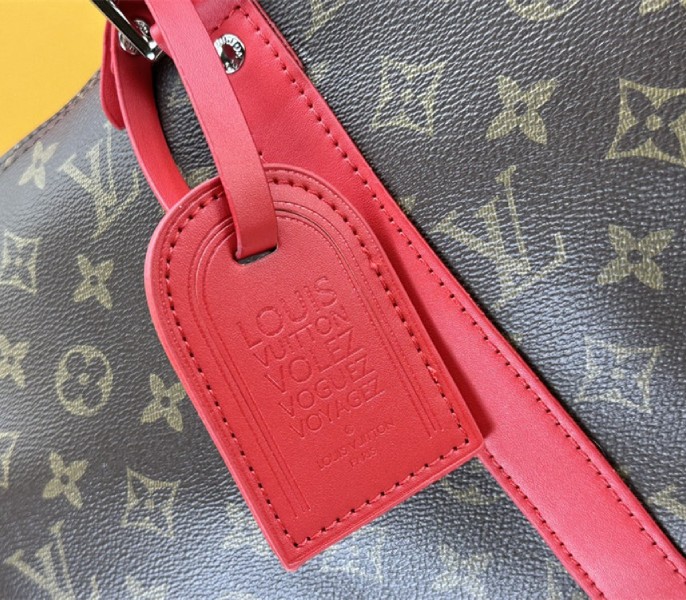 Louis Vuitton Monogram Macassar Canvas Keepall Bandouliere 50 In Sari Red - Image 8