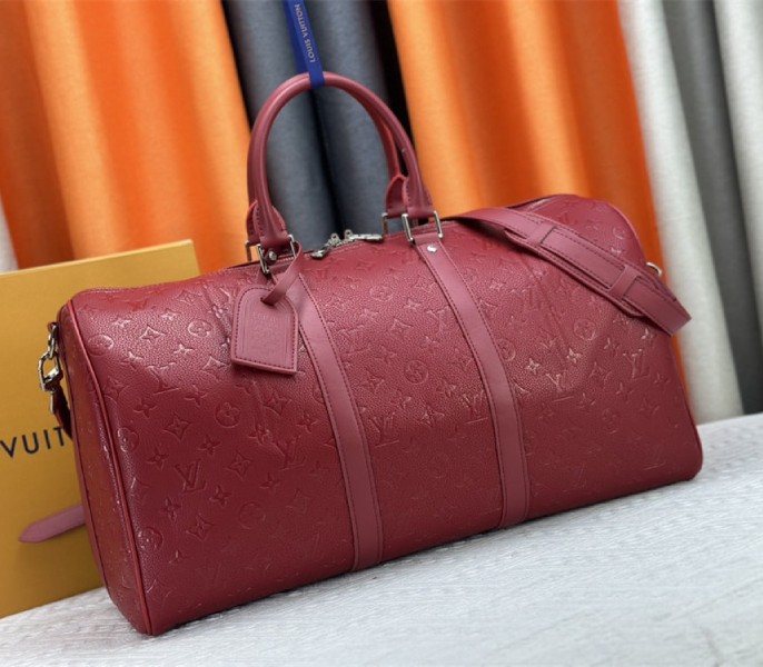 Louis Vuitton Taurillon Leather Keepall Bandouliere 50 In Sari Red - Image 2
