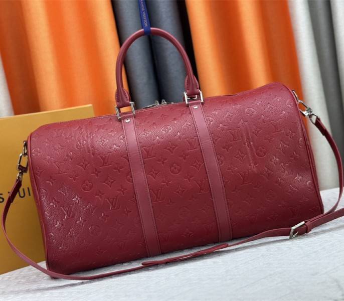 Louis Vuitton Taurillon Leather Keepall Bandouliere 50 In Sari Red - Image 3