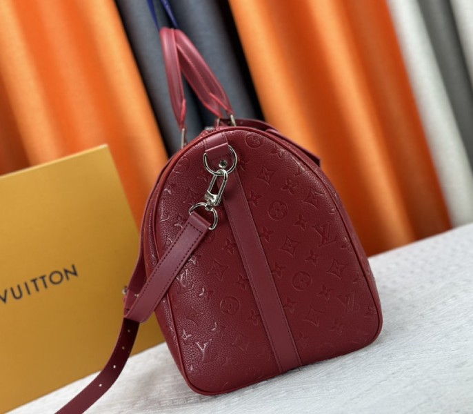 Louis Vuitton Taurillon Leather Keepall Bandouliere 50 In Sari Red - Image 4