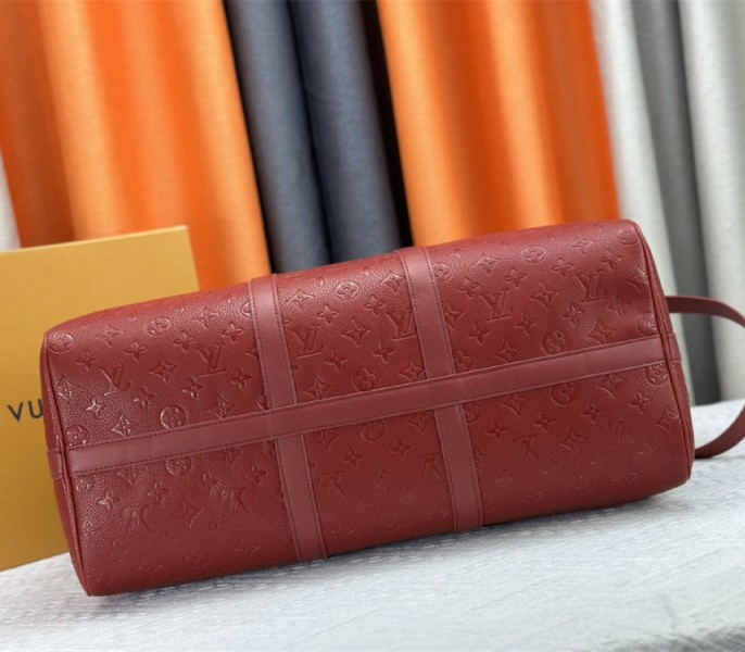 Louis Vuitton Taurillon Leather Keepall Bandouliere 50 In Sari Red - Image 5