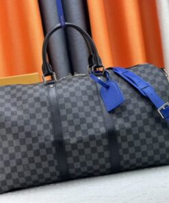 Louis Vuitton Damier Graphite Canvas Keepall Bandouliere 50 In Indigo Blue