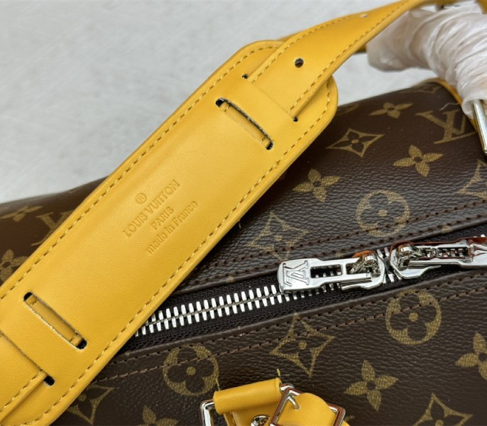 Louis Vuitton Monogram Macassar Canvas Keepall Bandouliere 50 In Safran Yellow - Image 9