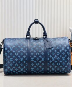 Monogram Shadow Keepall Bandouliere 50 In Navy River Blue