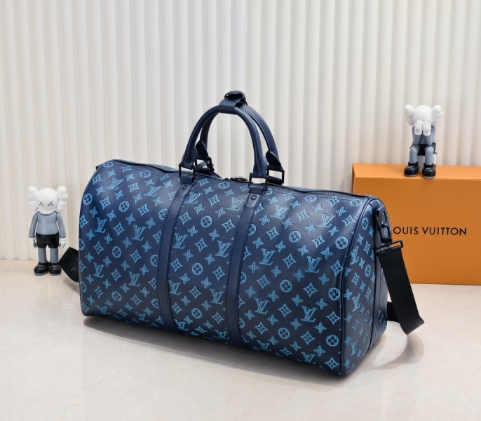 Monogram Shadow Keepall Bandouliere 50 In Navy River Blue - Image 3