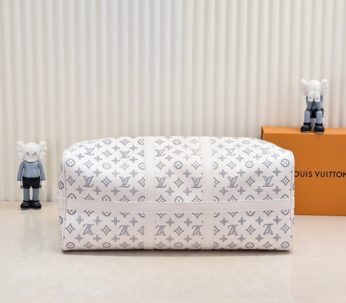 Monogram Shadow Keepall Bandouliere 50 In White - Image 4