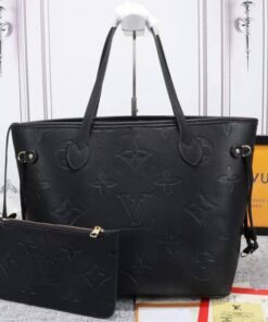Louis Vuitton Monogram Empreinte Neverfull MM Tote In Black
