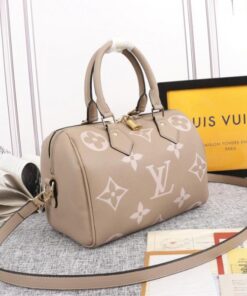 Alternative view of Louis Vuitton Bicolor Monogram Empreinte Leather Speedy Bandouliere 25 Handbag In Tourterelle Gray And Cream