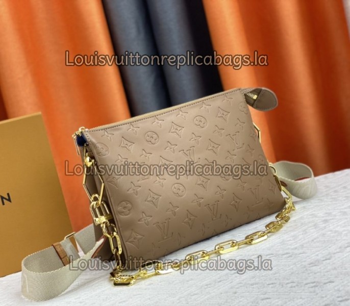 Louis Vuitton Coussin PM Bag In Taupe With Jacquard Strap - Image 2